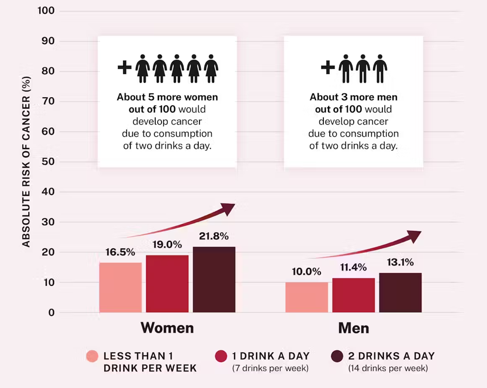 Somewhat strikingly, breast cancer carries a large portion of this risk – making it particularly worrisome in the face of increased alcohol use among women.