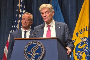 Health and Human Services Secretary Robert F. Kennedy Jr. (left) and Centers for Medicare & Medicaid Services Administrator Mehmet Oz announced Monday the Trump administration has struck a deal with dozens of health insurers to improve and facilitate prior authorization, a process often used to deny health claims that has plagued patients and doctors for decades because it delays or restricts care. (PHIL GALEWITZ/KFF HEALTH NEWS)