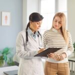 NP talking to patient about perimenopause